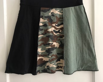 Green and Brown Camo Skirt-small/medium. Upcycled yoga skirt.