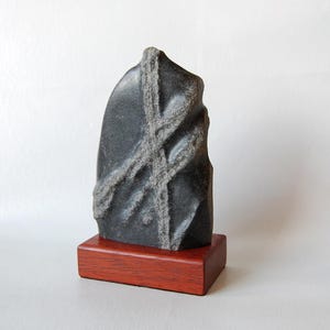 Hieroglyph Rock sculpture, braided stone sculpture, script stone sculpture, art object, home decor