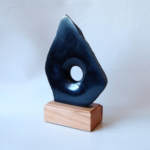Holed stone sculpture, viewing stone, rock sculpture, art object, home decor, original art, gift