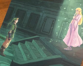 La leyenda de Zelda: Lámina del Templo Sellado – Póster de fanart de Skyward Sword – Arte/Decoración para pared de videojuegos