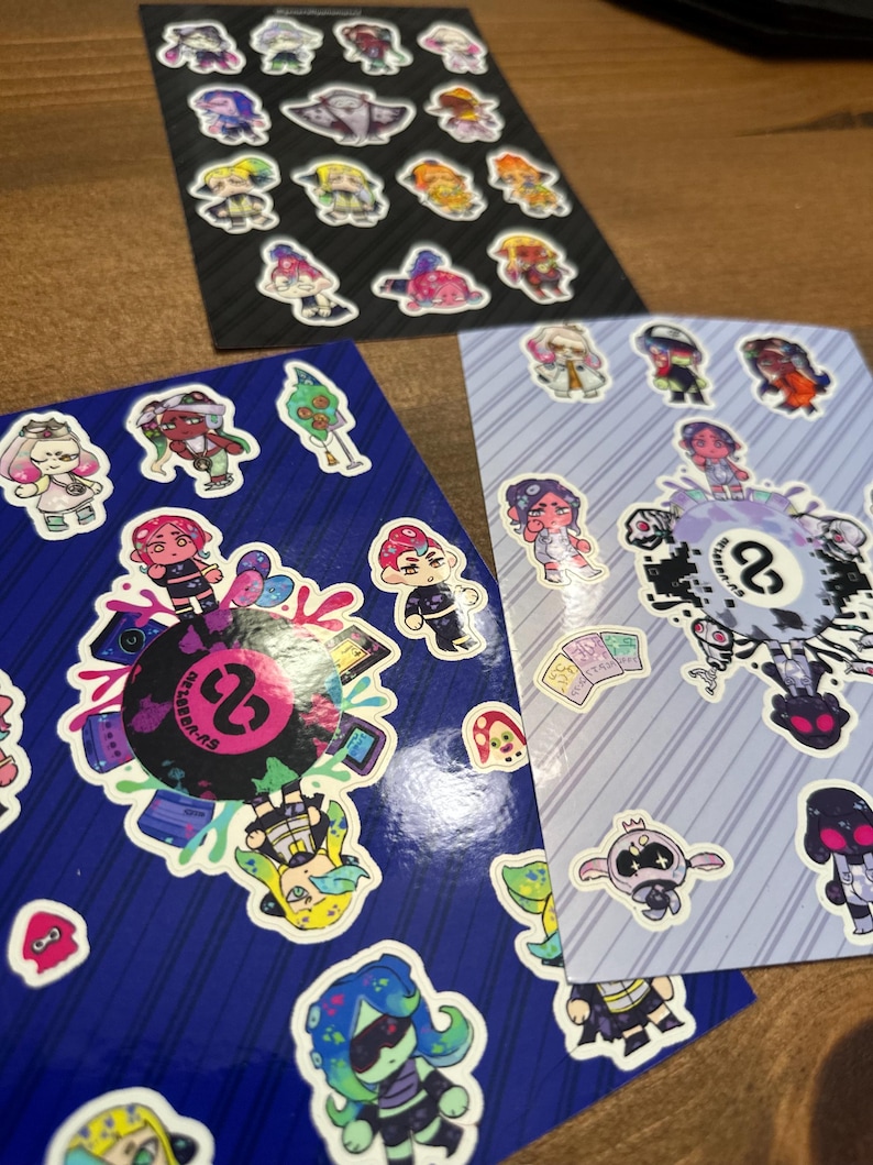 Splatoon2 Sticker Splatoon Vinyl Sticker Sheets: Glossy Game Decals (4.5x7