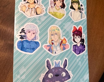 Studio Ghibli Sticker Sheet, Anime Laptop Water Bottle Decals, Kawaii Character Pack