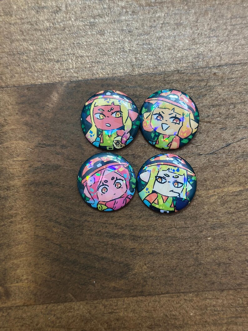 Splatoon Salmon Run W/ Agents Buttons [holographic] - Etsy