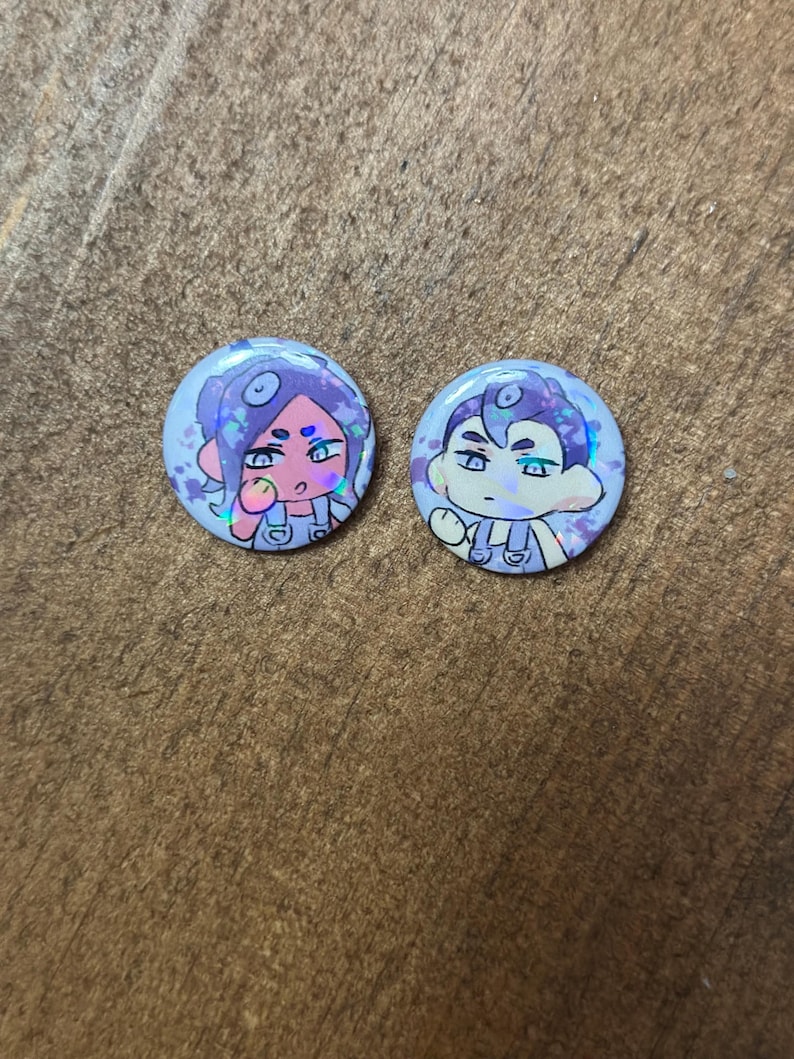 Splatoon Side Order Buttons [holographic] - Etsy