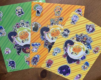 Hoja de pegatinas de personajes de Splatoon – Pegatinas de vinilo Inkling Octoling Gamer