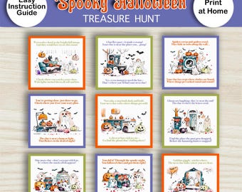 Pistas para la búsqueda del tesoro de Halloween: Juego imprimible de búsqueda del tesoro (descarga instantánea)