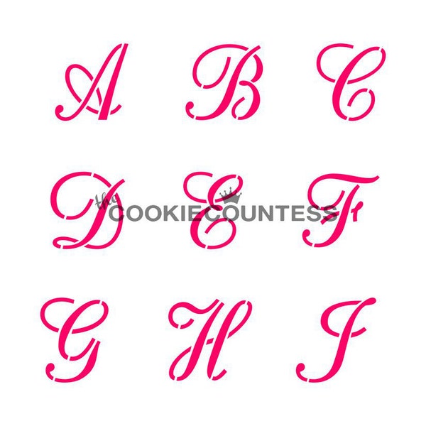 Alphabet Script Set Cookie Stencil