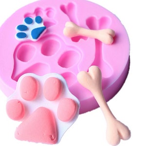 Paw Print Dog Bone Silicone Mold