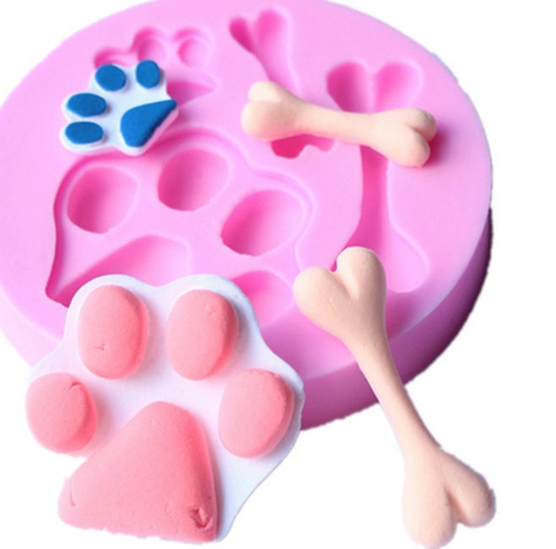 Paw Print Dog Bone Silicone Mold Etsy