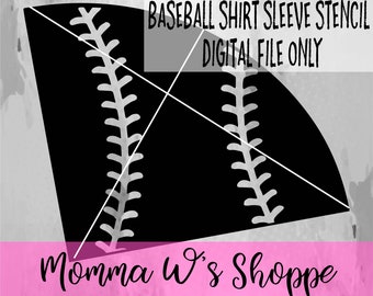 Baseball Bleached Sleeve Stencil Digital File SVG PNG DXF