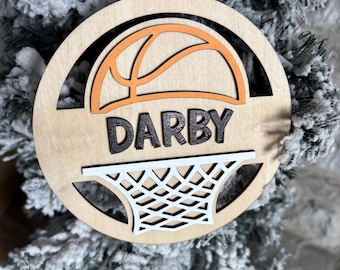 Basketball Ornament SVG Digital File | Wood Cut Ornament for Laser | Sports Christmas Ornament | Glowforge XTool SVG | Coach Gift