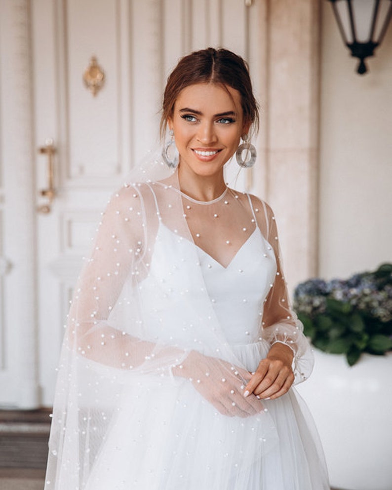 Pearls wedding gown long sleeve bridal dress classic Etsy