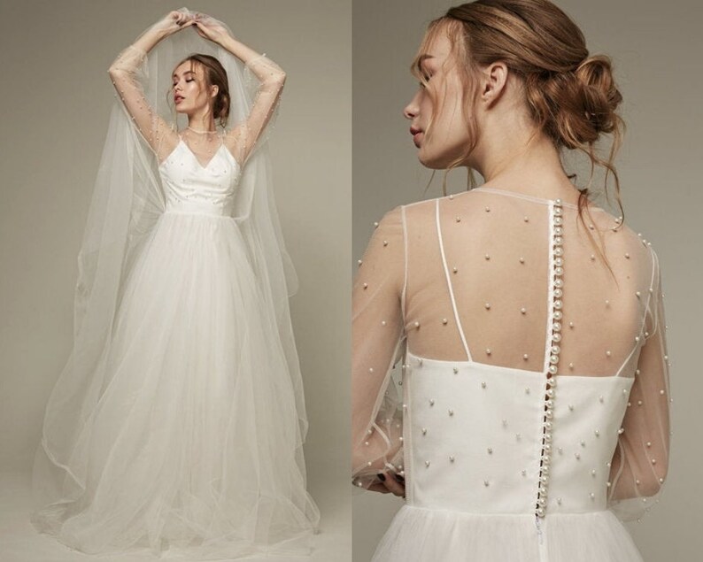 Bohemian Wedding Gown Beaded Bridal Dress Romantic Etsy