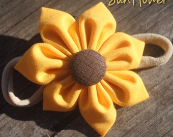 Sunflower Bow, Sunflower Headband, Sunflower Hair Clip, Sunflower Hair Bow, Gift for Girl, Gift for Baby, Flower Hair Bows, Flower Headband