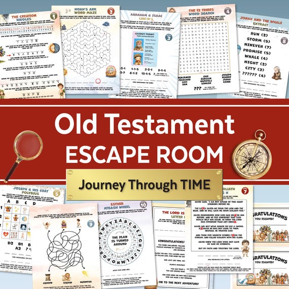 Bible Escape Room Printable, Church Activity, Sunday School Game, Old Testament Adventure, Family Scripture Night, Youth Group Event