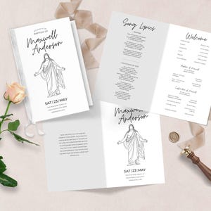 LDS Baptism Program Minimalist, Editable Template for Instant Download, Customizable Design for Boys & Girls, Canva Template