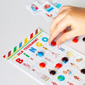 Altes Testament BINGO druckbares Spiel | Bibelspiel für Kinder | 2026 Komm Folge Mir