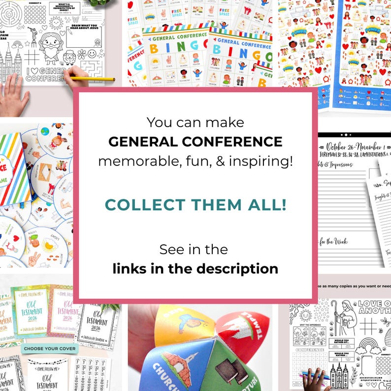 LDS General Conference Kid Activity Bundle Printable Coloring Pages Primary Quiet Book Conference Notes Church Children Games image 10