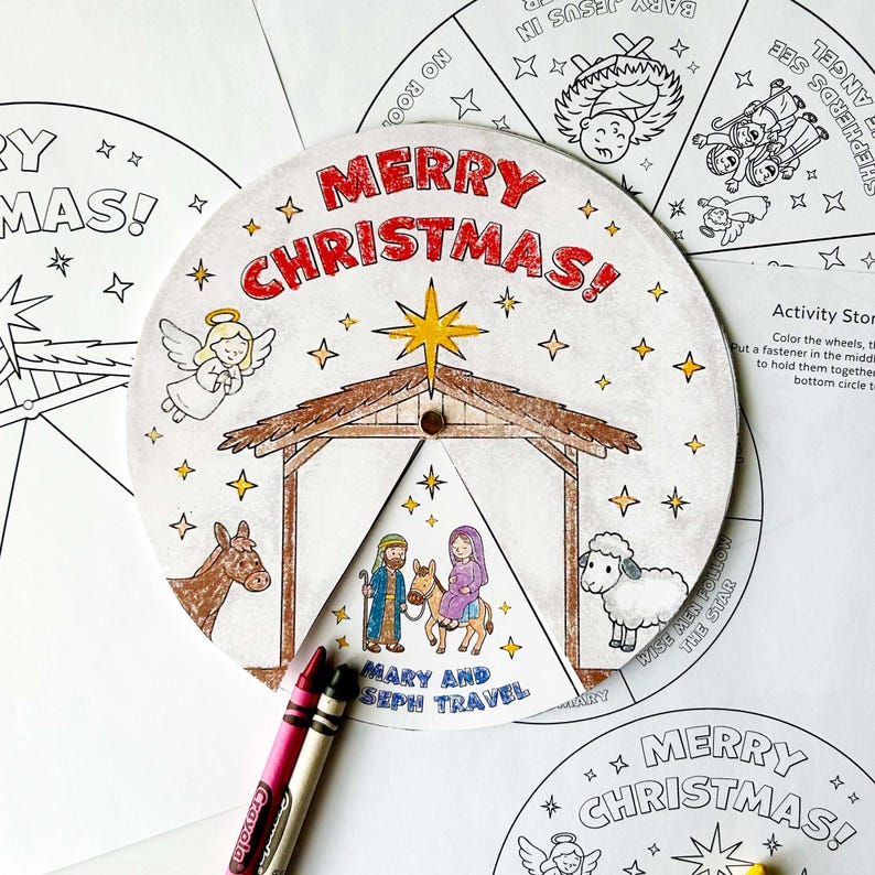 Christmas Nativity Activity Wheel, Kids Printable Craft for Bible ...