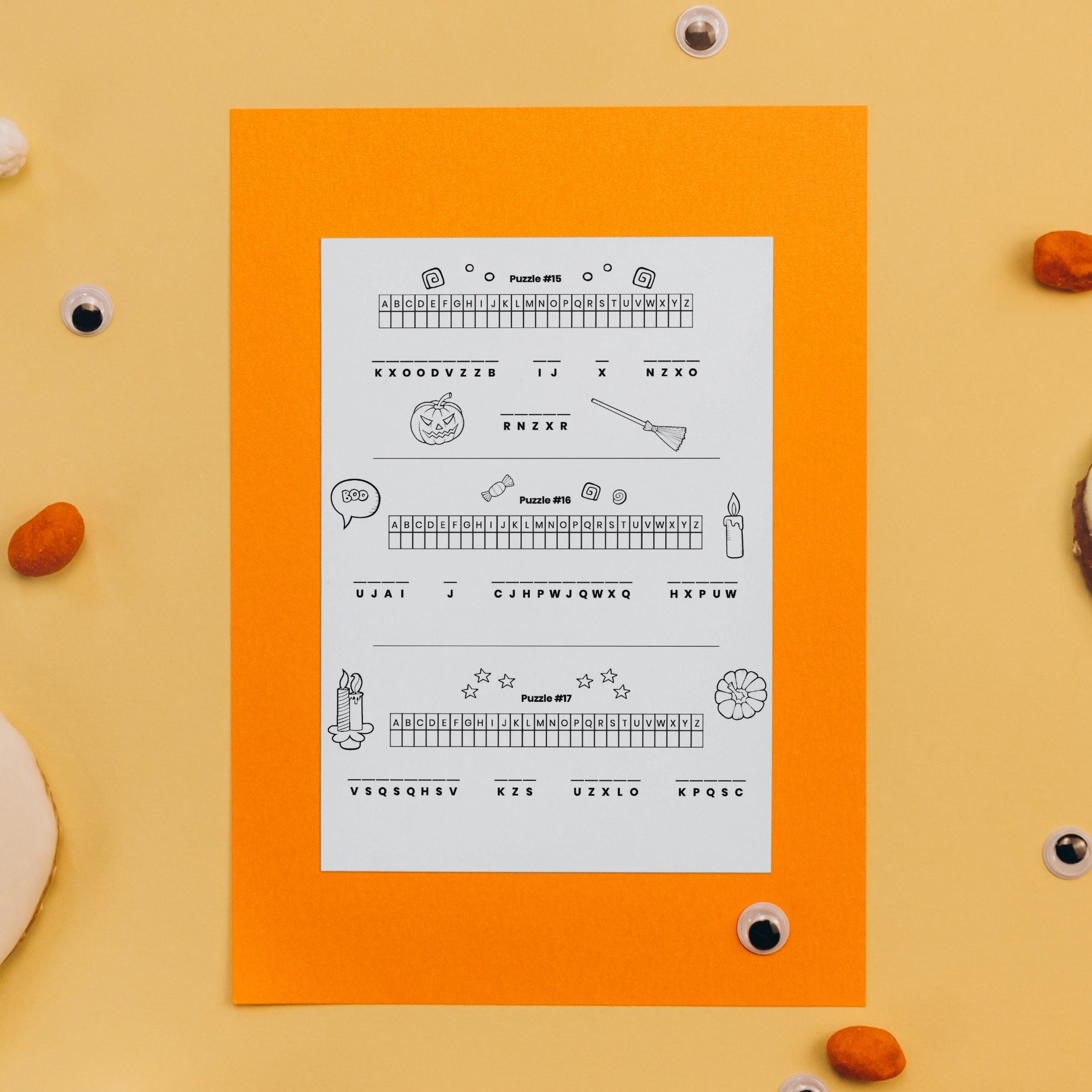 Halloween Cryptogram Puzzles Printable Halloween Game Halloween Kids ...