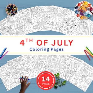 4th of July Coloring Pages, Patriotic Activity for Kids, USA Coloring Sheets, Independence Day Fun Download