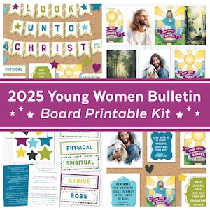 Zestaw tablicy ogłoszeń LDS na temat młodzieży 2025 | Dekoracje tablicy ogłoszeń LDS Young Women | Spójrzcie na Chrystusa Nauki i Przymierza 6:36