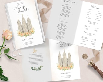 Modello per il programma battesimale LDS: progetto del tempio di Salt Lake City (Canva, download digitale)