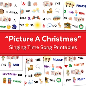 Picture A Christmas Primary Song Chart | December LDS Singing Time | Singing Time Flipchart for Primary Come, Follow Me