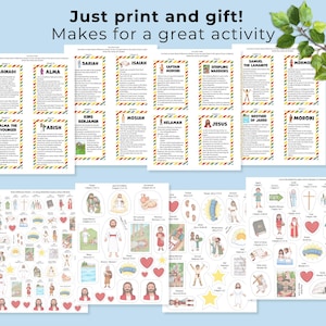 Peut inclure: Une collection de feuilles d'activit&eacute;s imprimables pr&eacute;sentant des figures et symboles religieux du Livre de Mormon. Les pages incluent des fiches d'information avec des bordures color&eacute;es et diverses illustrations &agrave; d&eacute;couper.