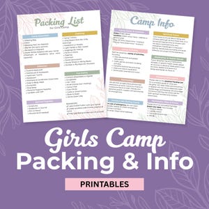 LDS Girls Camp Packing List Youth Camp Pack List Young Women Camp Checklist Printable Template Canva Editable Download Digital Church