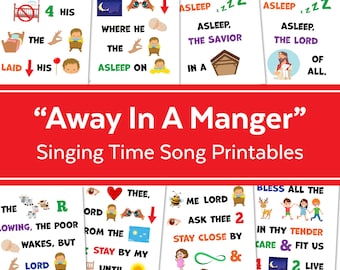 Away In A Manger Primary Song Chart | December LDS Singing Time | Singing Time Flipchart for Primary Come, Follow Me