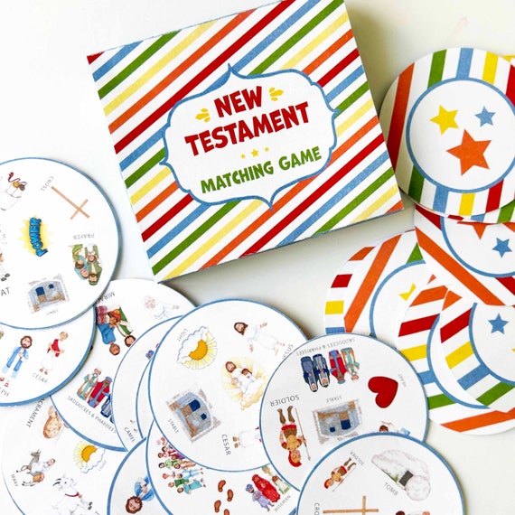 Bible Game Kids Printable Activity New Testament Matching Card Spot It Style Sunday School Resource Primary Children Educational Church
