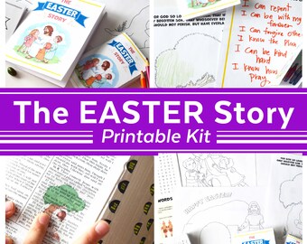 Die Ostergeschichte Schrift Printable Kit | Christliche Bibel Osteraktivitäten | Oster Schrift Familien Kit