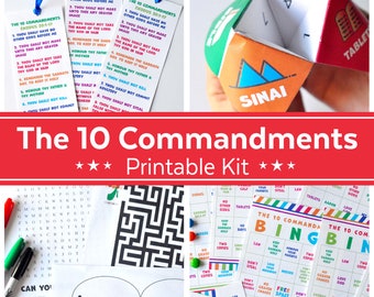 10 Commandments Printable Bible Games, Moses Activity for Sunday School, Christian Kids, Scripture Learning, Old Testament, Commandments