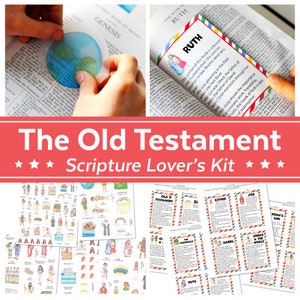 Kit para amantes de las Escrituras para el Antiguo Testamento / Pegatinas de las Escrituras y tarjetas con datos curiosos sobre las Escrituras