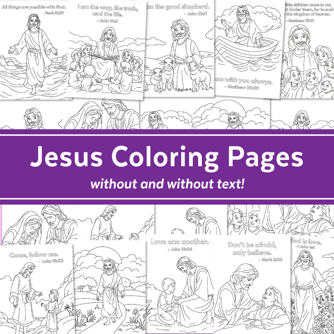 Jesus Coloring Pages Bible Christian Coloring Sheets Instant