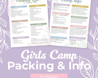 LDS Girls Camp Packing List: Young Women's Essential Guide (Canva Template) (Digital Download)