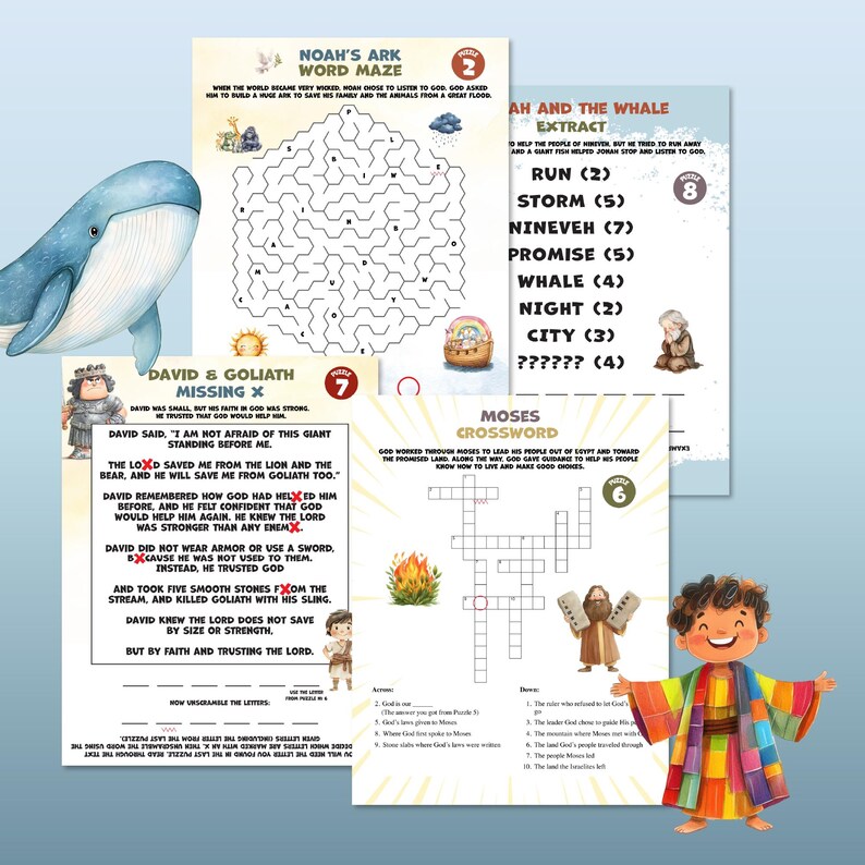 Sunday School Game Bible Escape Room Printable Activity Church Youth Group Event Old Testament Adventure Family Scripture Night Noah Ark Puzzle Moses Story Challenge Daniel Lion Den Activity Esther Bible Lesson Interactive Christian