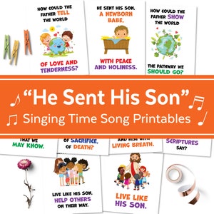 He Sent His Son | LDS Singing Time Flipchart for Primary Come, Follow Me