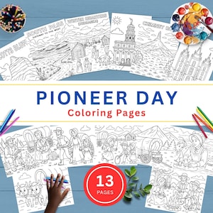 Pioneer Day Coloring Pages, Fun LDS Printables for Kids, Digital Activities, Instant Download for July 24