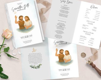 Mall för LDS-dopprogram: Anpassningsbar design (Canva, digital nedladdning)