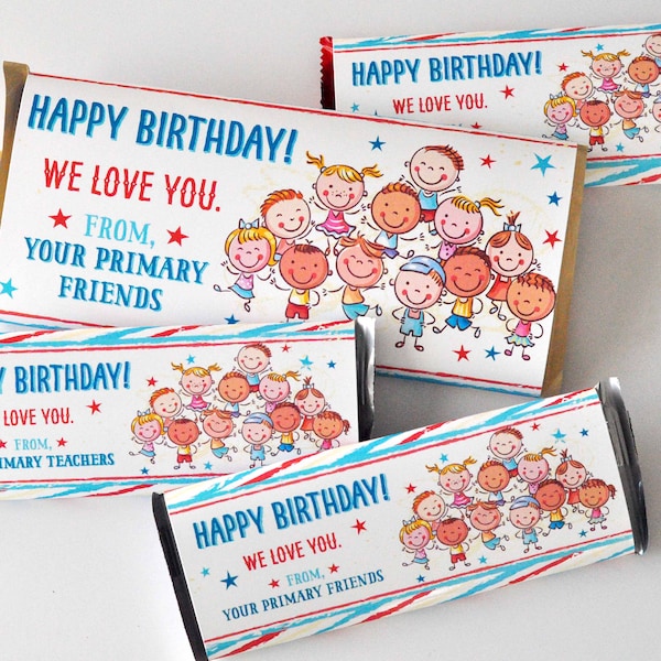 LDS Primary Birthday Chocolate Candy Bar Wrapper | Primary Birthday Gift