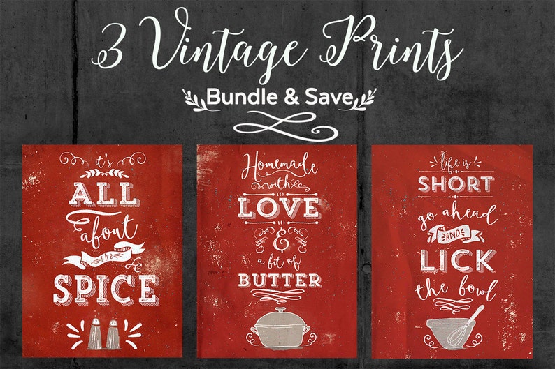 Vintage Wall Art Kitchen Wall Art It's All About the Etsy