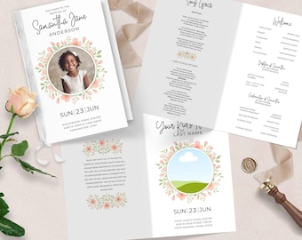 Plantilla para programa de bautismo de niñas SUD: Imprimible (Canva)