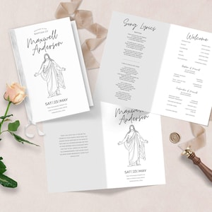 LDS Baptism Program Template Canva Editable Printable Digital Download Instant Access Customizable Boy Girl Ceremony Church Mormon