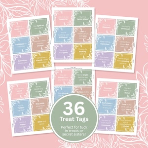 LDS Girls Camp Treat Tags, Printable Gift Tags, Pillow Treats, Tuck in Treats, Secret Sister Gifts, YW Ideas