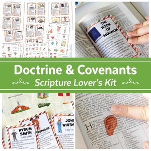 Kit para amantes de las Escrituras: Doctrina y Convenios / Pegatinas SUD y tarjetas con datos curiosos sobre la historia de la Iglesia para las Escrituras / 2025 Ven, sígueme