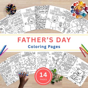 Fathers Day Coloring Pages, Printable Kids Activities, DIY Gifts for Dad, Fun Coloring Sheets for Children, Instant Digital Download
