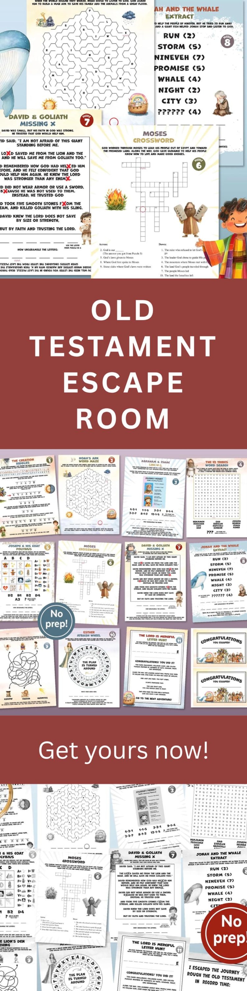Bible Escape Room Printable Church Activity Sunday School Game Old Testament Adventure Family Scripture Night Youth Group Event Noah Ark image 16
