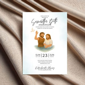 LDS Baptism Invitation Template: Customizable Design (Canva, Digital Download)